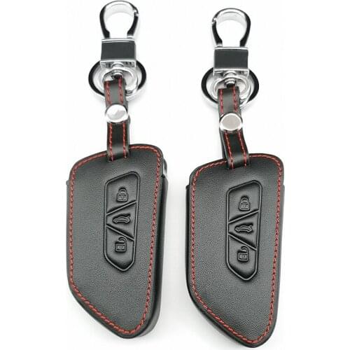 Leather Car Key Case For VW Volkswagen Golf 8 Mk8 2020 Skoda Remote Control Protector Cover Skin 3 Button Smart Keychian Holder