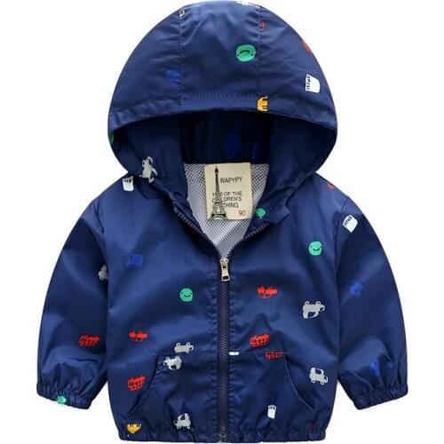 1-7T Blue And Whith Style Jackets For Boys New Summer Autumn Children Jackets Casual Hooded Kids Outerwear/Coats BC172