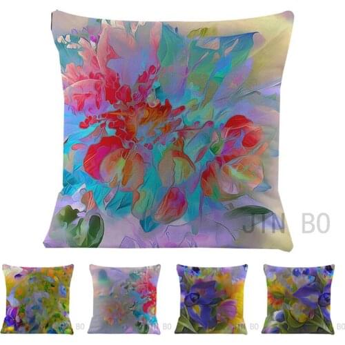 Art 45*45cm square 3D plant flowers Short plush pillow case Cushion cover Hotel office bar car sofa pillow cushion covers