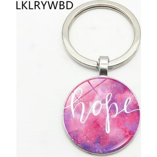 LKLRYWBD Starry Nebula Hope Keychain Keyring Jewelry Pendant Convex Glass Keychain Friends Gift
