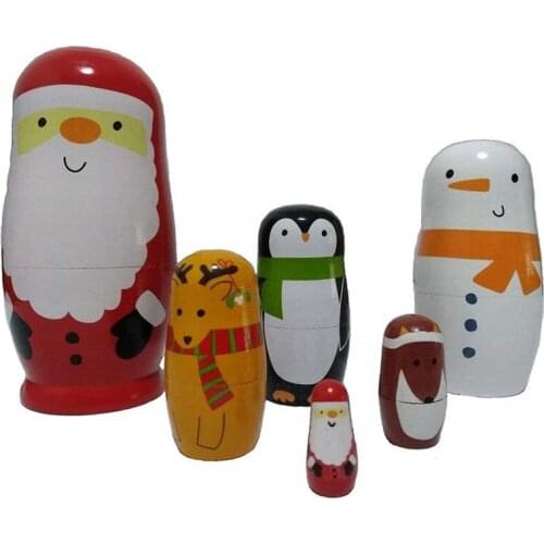 Novelty Russian Nesting Wooden Matryoshka Doll Set Hand Painted Decor Russian Nesting Dolls Baby Toy Santa Claus Doll Wholesale