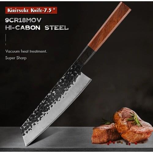 Handmade Chef Knife 8 Inch Japanese Kiritsuke Shape High Carbon 4cr13 Stainless Steel Professional Kitchen Cooking Slicing Tools