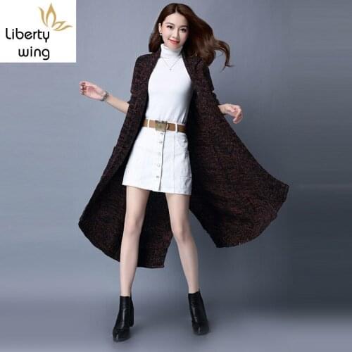 Autumn Winter New Arrival Fashion Womens Casual Cardigan Knitting Coat Long Sweater Woolen Overcoat Plus Size M-4XL