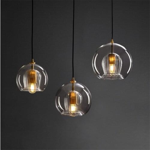 Head of The Nordic Bunk Glass Pendant Lights Restaurant Bar Modern Luxury All-Copper Bedroom Living Room Hanging Lights Fixtures
