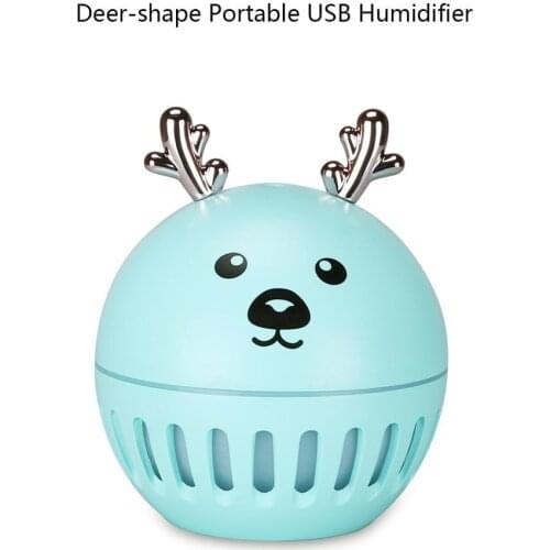 Portable USB Humidifier MINI Deer-shape Ultrasonic Aroma Oils Diffuser with Colorful LED Light for Room Home Bedroom 130ml