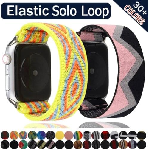 New Elastic Nylon Strap for Apple Watch Bands 40mm 38mm 44mm 42mm Bohemia Belt Solo Loop Bracelet IWatch Series 3 4 5 Se 6 Band