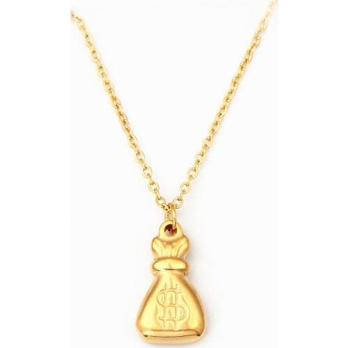 RIR Cute Gold Money Bag Necklace Santas Delicate Petty Money Bag Christmas Tree Ornament Pendant Kids Gifts