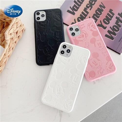 Luxury PU Leather Mickey Mouse Phone Case for iPhone 6 6s 7 8 plus 8plus Cartoon Soft Silicon Cover for iPhone XR Xs MAX Coque