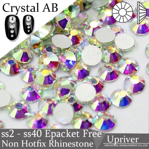 Upriver ss2 - ss40 Crystal AB Rhinestones Nail Rhinestones Glass Strass Nail Art Stone Flatback Strass Non Hotfix Rhinestones