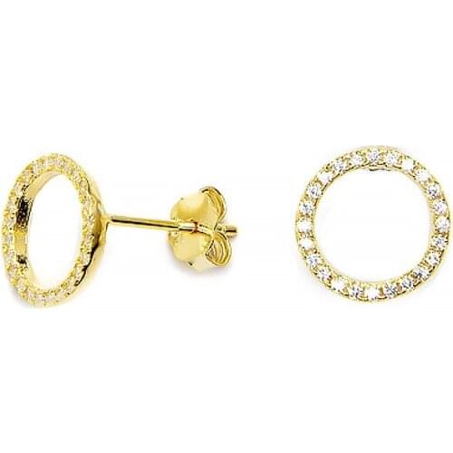 DARK DIAMOND-Circular zircon earrings in 925 sterling silver or 18 carat gold plated
