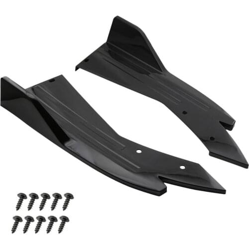 1 Set Universal Black Car Rear Bumper Spoiler Canards Fins Anti-crash Diffuser Lip Wrap Angle Splitter Protector Guard Kits