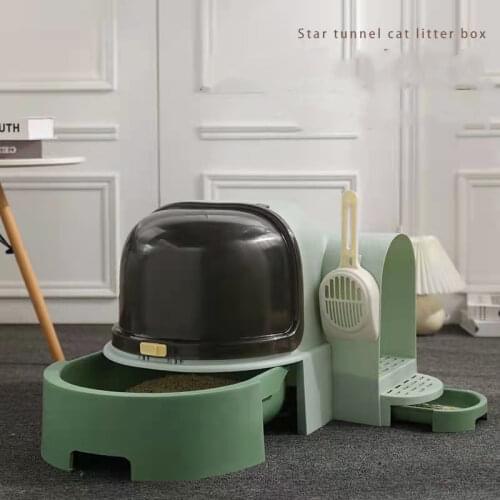 Cat Litter Box Large Capacity Fully Enclosed Cat Toilet Anti Splash Star Tunnel Cat Bedpans with Drawer Tray Pet Supplies