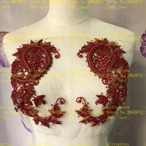 Stock 1piece/bag Wine red chest decoration hot diamond beads fashion accessories for the wedding dress festival dress