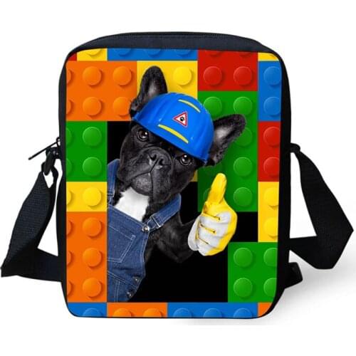 AnyFocus Women Messenger Bags 3D Color wooden board Animal Shoulder Bag Blocks Messenger Bags Crossbody Bag for Girls