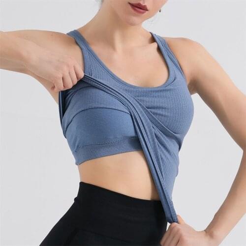 Womens sports vest with breast Sportswear Gym Fitness Vest elastic quick drying running fitness breathable yoga top