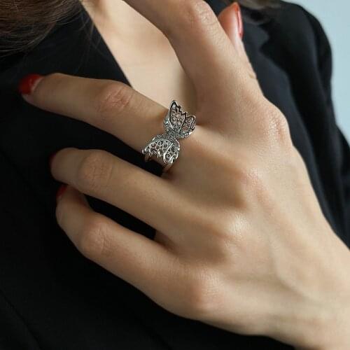 New Hollow Butterfly CZ Ring for Women Adjustable Open Design Pave Zircon Luxury Shiny Cocktail Party Ring Wedding Jewelry Gifts