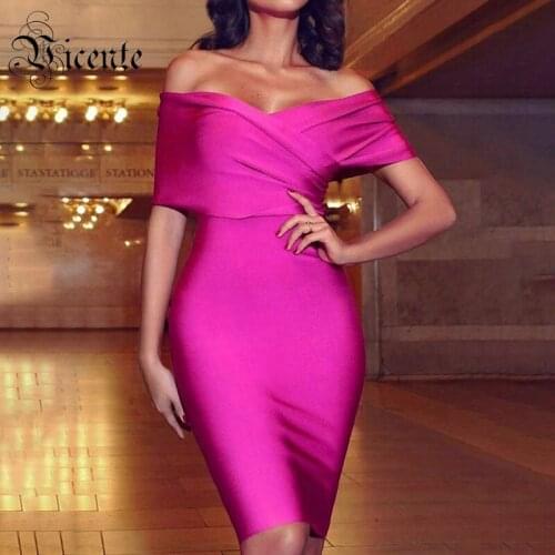 VC All Free Shipping New Chic Off Shoulder Cross Design Knee Length Dress Ruched Celebrity Party Club Bandage Dress