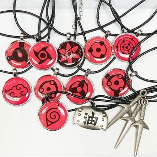 12Kinds Shurikens Kunai Akatsuki Ninja Jiraiya Sharingan Props Accessories Cosplay Pendant Necklace