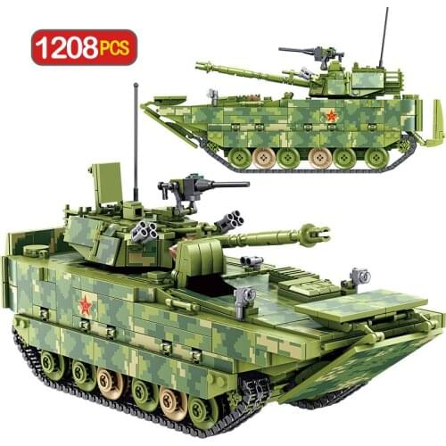 1208pcs Toys Sets City Technic Building Blocks WW2 Military Tank Amphibious Infantry Fighting Vehicle Bricks Toys For Kids Boys