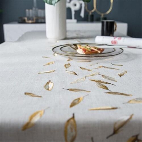 135 x 250cm Table Cloth Light Luxury Pure Color Embroidered Leaf Hotel Table Cloth Tea Ttable Cloth Waterproof Ins Table Cloth