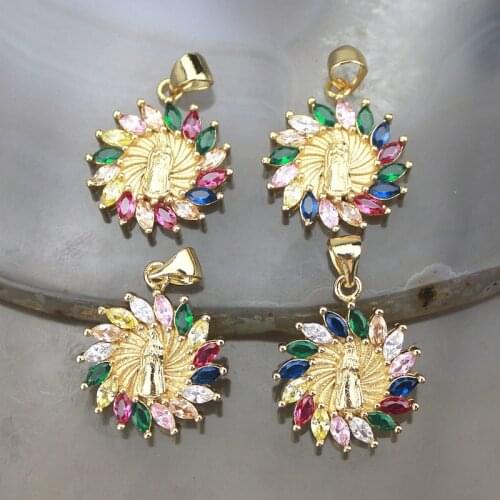 15*15mm 15pcs/lot High quality rainbow cz pendant,religion cubic zircon charm jewelry,bracelet/necklace component wholesale