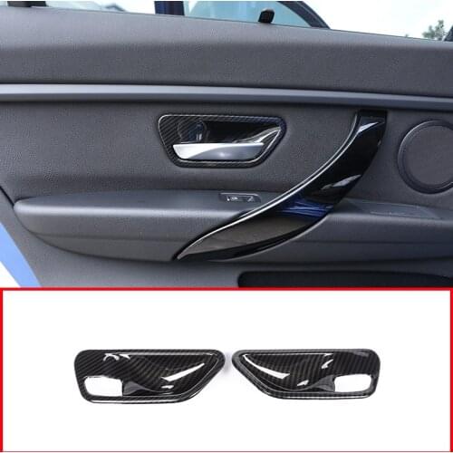 2pcs Carbon Fiber ABS Plasti Interior Door Handle Bowl Cover Trim For BMW 3 4 Series f30 f32 f35 316i 318i 320li 2013-2018