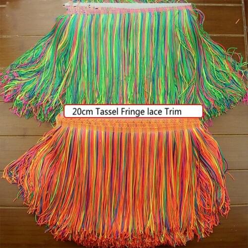 20cm Colorful Tassel Fringe Trimming for Clothing sewing Latin Dress Stage Clothes Home Decoration Lace Trim DIY accessories