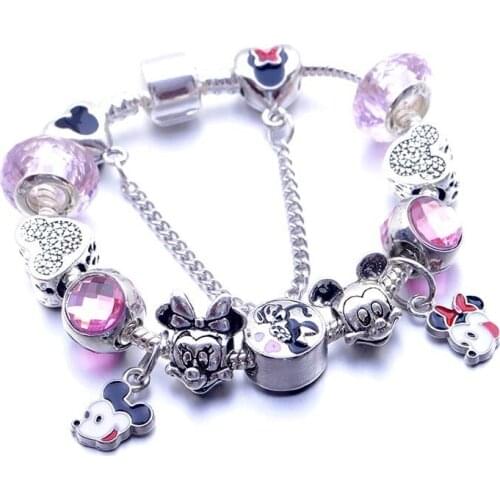 2020 Anime Mickey Minnie Pendant Bracelet European and American DIY Pandora Charm Butterfly Beaded Bracelet