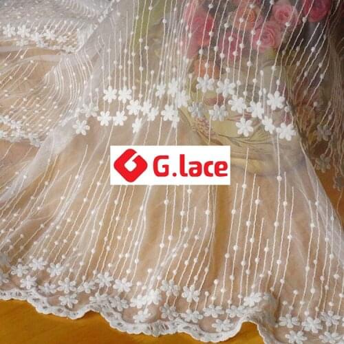 GLace 3Y/Lot Skin-friendly mesh fabric double side cotton embroidery Lace fabric dress decoration clothing accessoriesTX087