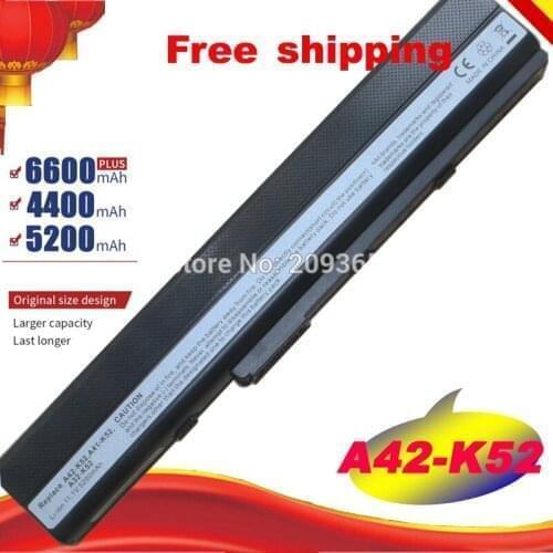 5200mAh 6cells Battery For ASUS X52D X52DE X52DR X52F X52J X52JB X52JC X52JE X52JG X52JK X52JR X52N A32-K52 A32-K42 Fast shippin