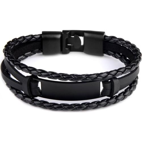 Chanfar Genuine Leather Bracelet Safety Clasp Leather Wrap Bracelet For Women Men Jewelry