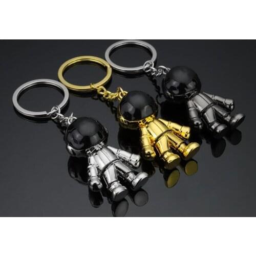 50pcs/lot Creative Robot Astronaut Keychain Spaceman Key Chains Car Key Holder Keyrings 3 Color Mixorder Wholesale