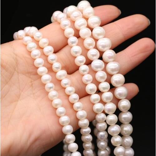 High Quality 100% AA Natural Freshwater Pearl Round White Beads for Jewelry Making Bracelet Necklace Women Accessories