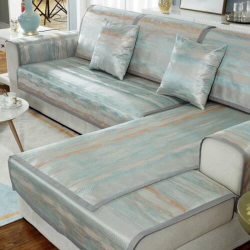 Ice Silk Sofa Covers Summer Cushion Non-Slip Pattern Sofa Cover For Living Room Home Decor Sofa Towel Single/Two/Three/Four Seat