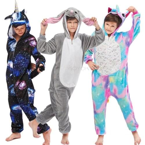 Kids Kigurumi Animal Pajamas Sets Winter Boys Girls Cartoon Sleepwear Unicorn Pajamas Unicornio Rainbow Star Unicorn Pajamas