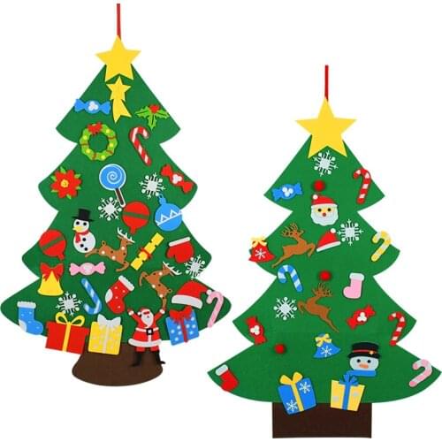 DIY Felt Christmas Tree Decoration Kids Toys Xmas Tree For 2022 New Year Door Wall Hanging Ornaments Decorations Navidad Favors