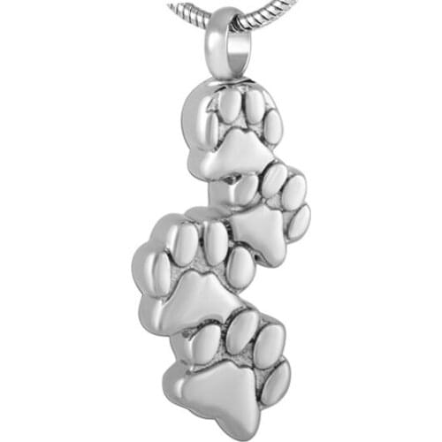 IJD8616 Cute Four Dog/Cat Paw Together Stainless Steel Memorial Urn Jewelry Necklace For Pet ashes Keepsake Cremation Pendant