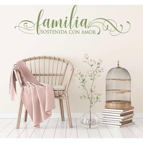Spanish vinyl wall applique familia sostenida con amor living room bedroom home decor wall sticker mural XBY02