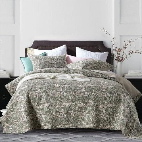 CHAUSUB Bedspread for Bed Cotton Quilts 3pcs Set Quilted Bed Cover Pillowcase Queen Size Reversible Blanket Summer Coverlets
