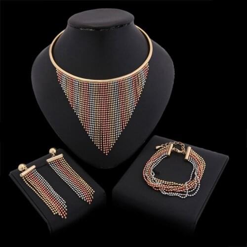 Fashion Dubai Gold Colorful Jewelry Set Nigerian Wedding woman accessories jewelry set African Beads costume Jewelry Set