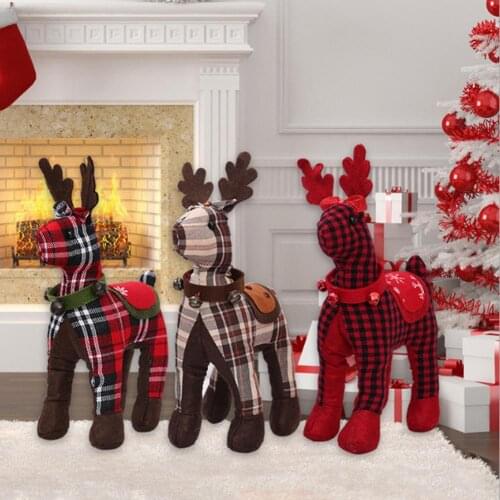 LTP Christmas Reindeer Plush Standing Doll Home Window Table Ornament Gift Christmas Ornaments Christmas Decoration