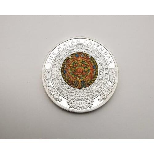 Mexico Mayan Calendar Colorful Silver Coin Mexican Maya Aztec Calendar Prophecy Culture Commemorative Coins Collectibles
