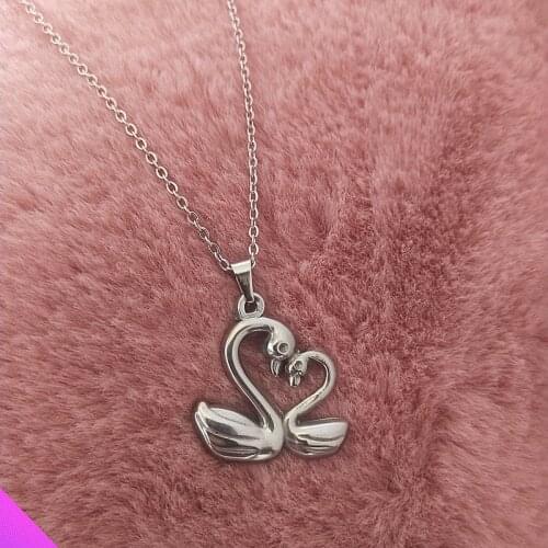 Fashion 3D Swan Necklace Stainless Steel Pendant Lady Necklace Gift 2021 New