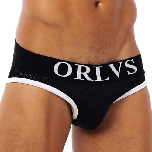 ORLVS Brand 50PC/LOT Wholesale Nylon Men Briefs Male Underwear Comfortable Panties Breathable Quick Dry Mesh Men Briefs Cueca
