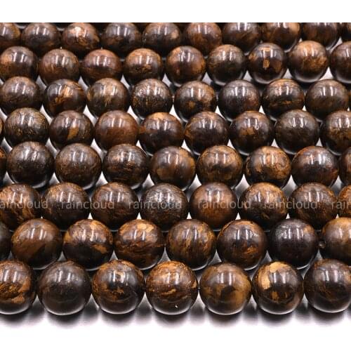 Natural bronzite smooth round stone beads brown perle charm gemstone For Jewelry Making needlework DIY Bracelet necklace