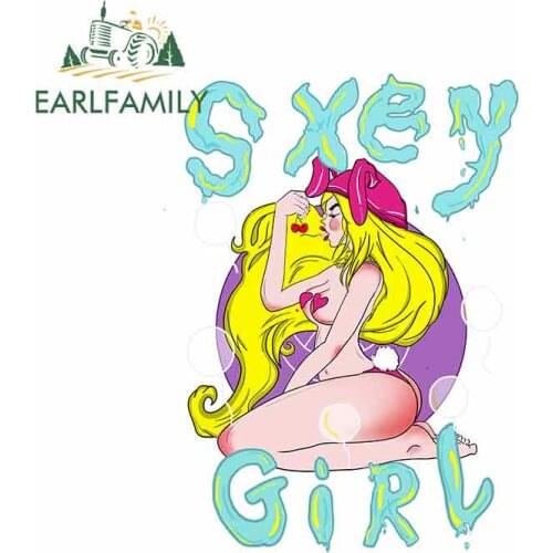 EARLFAMILY 13cm x 9.2cm Girl Anime Car Stickers Glue Cartoon Oem Car Body JDM Polyethylene Helmet Motorcycle Accessories