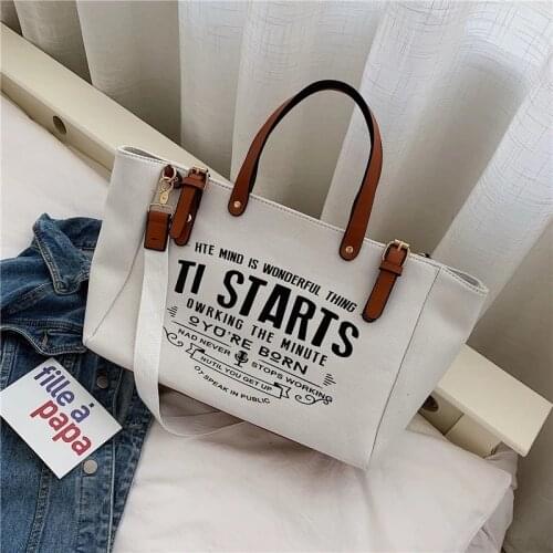Casual Canvas Shoulder Bag Female Large Capacity Handbags and Purse Trendy Letter Crossbody Bags Fashion Big Shopping Totes Bag