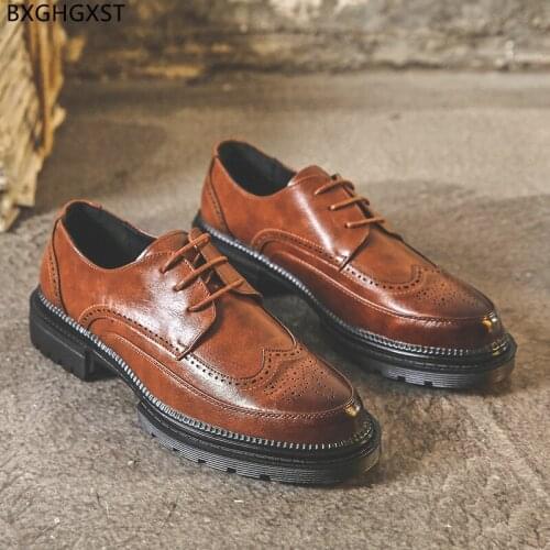 Casual Business Shoes Men Brown Brogue Men Formal Shoes Oxford Wedding Shoes for Men 2021 Black Man Chaussure De Homme Zapatos
