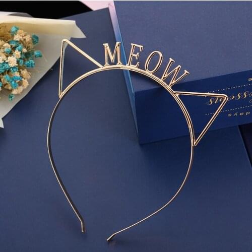 Fashion Alloy Metal Gold Girl Kid Cat Hairband Sweet Wedding Hair Accessories Party Ear Headband Headwear For Party Supplies
