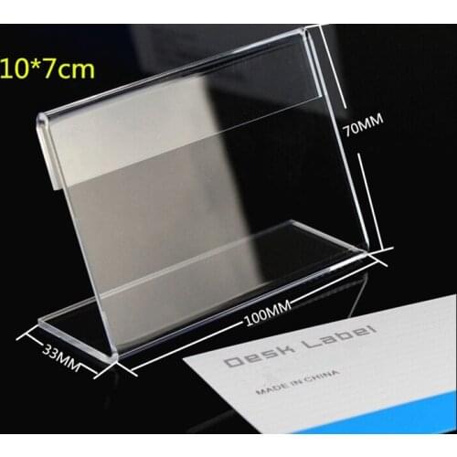 1pc Transparent 10*7cm L Shape Sign Display Paper Promotion Card desk label Holder Stand Acrylic Table card Price Tag